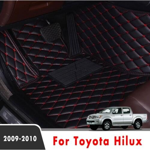 Car Floor Mats For Toyota Hilux 2010 2009 Car Carpets Artificial Leather Waterproof Rugs Custom Auto Interior Accessories Cover