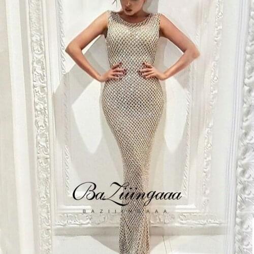 BAZIIINGAAA Luxury Ball Gown Long Woman Gown 2021 Sequins Evening Dresses Parties Robe de bal Plus Size Prom Party Gowns