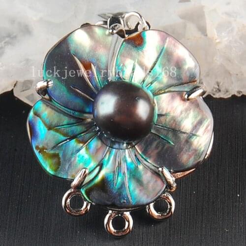Free Shipping Women Fashion Jewelry 23mm Beatiful New Zealand Ablone Shell Art Flower Clasp 1pcs C3657