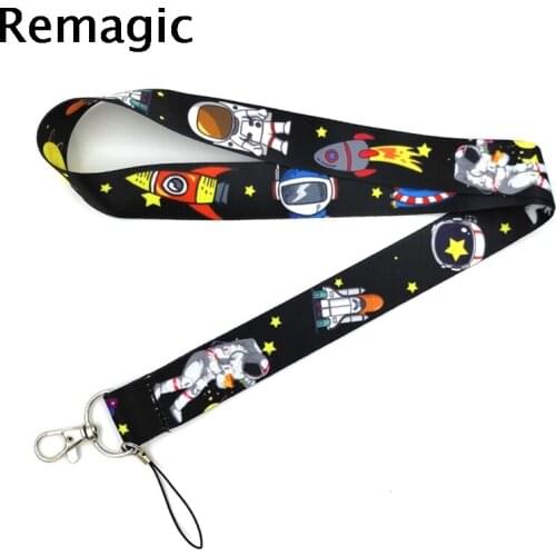 20pcs Universe Moon Astronaut Neck Strap Lanyards ID badge card holder keychain Mobile Phone Strap Gift couple decorations