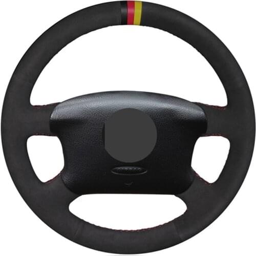 Car Steering Wheel Cover Black Genuine Leather Suede For Volkswagen Passat B5 VW Passat B5 VW Golf 4 Skoda Octavia Seat Alhambra