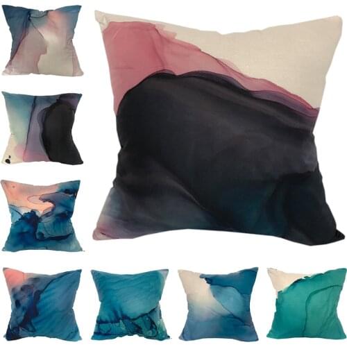 CURCYA Ink Painting Shading Wave Texture Cushion Covers Polyester Sofa Bed Throw Pillow Cover Decorative Cushion Case Home Decor