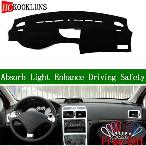For Peugeot 307 2004 2005 2006-2013 Dashboard Cover Sun Shade Dash Mat Pad Carpet Car Stickers Interior Accessories