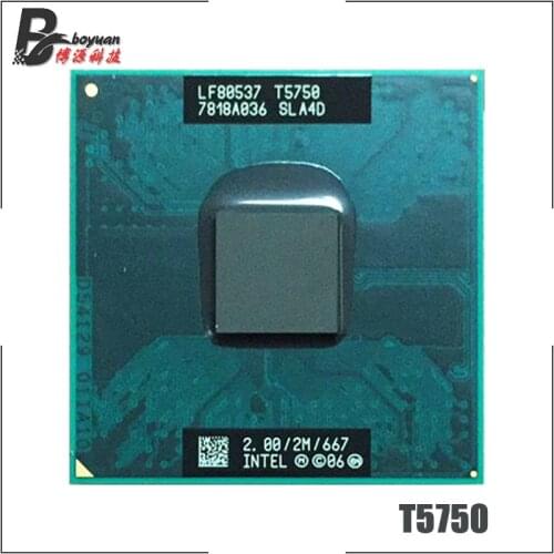 Intel Core 2 Duo T5750 SLA4D 2.0 GHz Dual-Core Dual-Thread CPU Processor 2M 35W Socket P