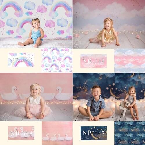 Newborn Backdrop for Photography Rainbow Clouds Birthday Party Baby Photographic Background Photo Studio Backdrop Photo Prop