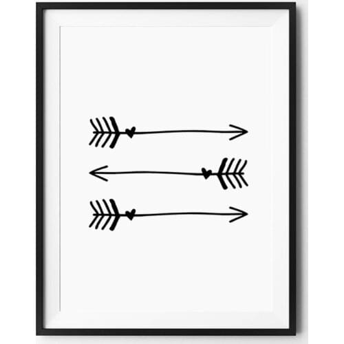 Arrows Love Heart Print Sign Scandinavian Black Arrow Poster Graphic wall art prints Modern design decor Best price canvas art