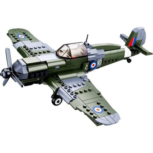 BZDA Military Plane Blocks North Africa Campaign Spitfire Fighter Building Blocks WW2 Airplane Bricks Kids Toys Christmas Gifts