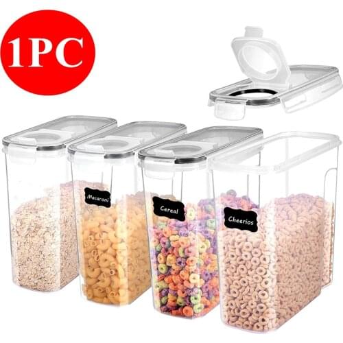 1pcs 4LBlack Cereal Storage Containers Airtight Food Storage box Large Plastic Kitchen Keeper Easy Pouring Lid Sealed Cans