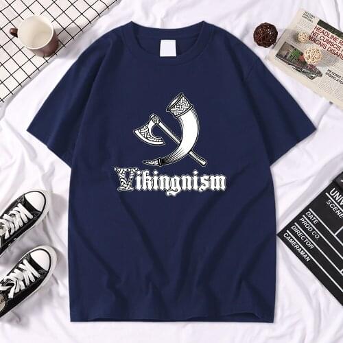 Vikingnism-Vikings Printing Male Tshirt Simplicity Casual Tshirts Cool Oversize T Shirts Creativity Vintage MenS Tees Shirt