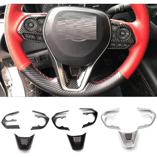 Car Steering Wheel Button Panel Cover Trim Sticker for Toyota RAV4 RAV 4 2019 2020 Accessories