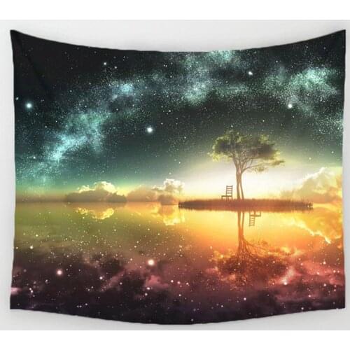 Night Scenic Tapestry Wall Hanging Decor Star Plant Printed Carpet Home Decor Hanging Living Printing Wall Tapestry