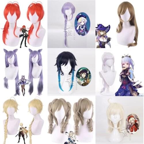Game Genshin Impact Project Cosplay Qiqi Zombie Diluc Ragnvindr Klee Amber Wig Role Playing Wigs Halloween Anime Cosplay Gift