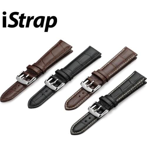 IStrap Genuine Leather Watch Strap Brown With silver Clasp Watchband For Watch Band