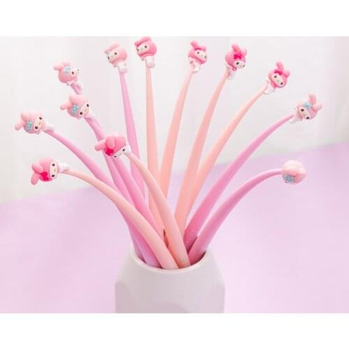 1PC Pink Cartoon Black Ink Swing Gel Pens for Journaling Gift For Girls Drawing Writing School Stationary Office Supplies