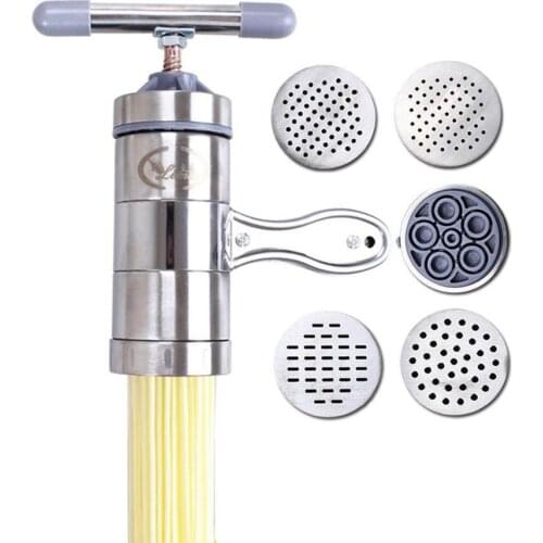 Manual Noodle Maker Press Pasta Machine Crank Cutter Fruits Juicer Cookware With 5 Pressing Moulds Making Spaghetti Kitchenware