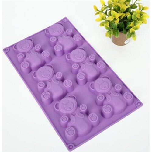 Silicone 6 with Cartoon Bear Cake Mold Character DIY Baking Tool Is Convenient