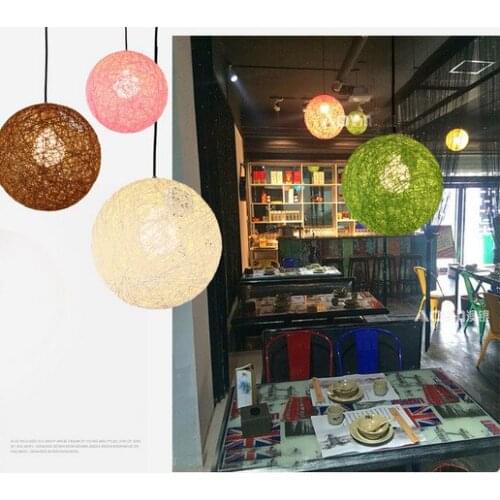 Modern Colorful Ma Rattan Wicker Ball Pendant Light For Christmas Xmas Decoration Party Dining Room Bar E27 Hanging Lighting