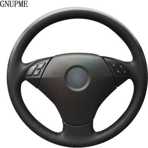 Hand-stitched Black Artificial Leather Car Steering Wheel Cover For BMW E60 (Sedan) 530d 2003-2009 E61 (Touring) 2004 2005-2009