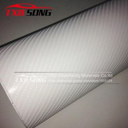 Car Styling DIY Glossy White 4D Carbon Fiber Car Sticker And Decals Car Wrapping Vinyl Size: 10/20/30/40/50/60cm x 152cm/Lot