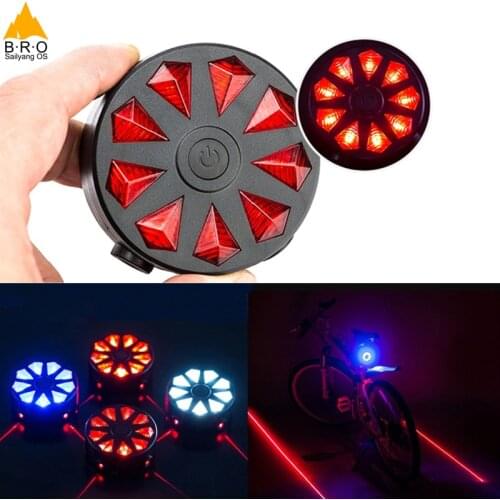 Bike Lights 2 Laser 9 LED Cycling Bicycle Bike Taillight Bicycle Rear Lamp Warning Lamp Flash Alarm Light cycling taillight