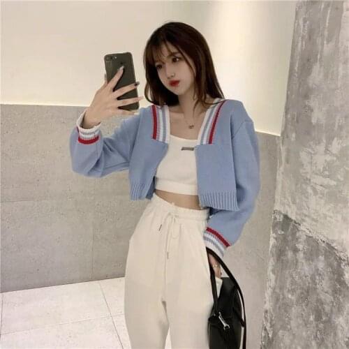 Japan Style Kawaii Sailor Collar Jumper Indie Lace-Up Long Sleeve Sweater Woman Cute Sweater Student Fall Winter New Pullover