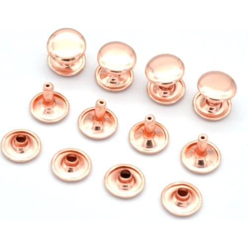 12mm Rose Gold Double Cap Metal Button Round Rapid Rivet Studs For Purse Bag Handbag Shoes Belt Leather Craft 50Sets
