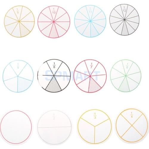 12pcs Plastic Kids Children Number Fractions Circles Math Chips Mathematics Learning Counting Counts Toy Preschool 12Pcs