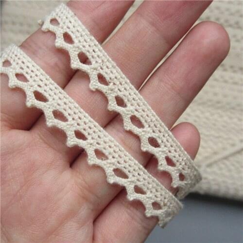 20 Yards Vintage Beige Cotton Sawtooth Crochet Ribbon Embroidered Lace Trim Fabric Applique DIY Sewing Supplies Craft
