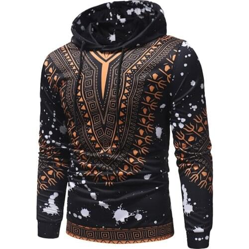 2019 autumn Personality men Hoodies Leisure Long sleeves cotton Comfort hoodies printing Pull rope Pullover black and white