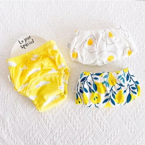 3 Pieces/lot Baby Training Pants 6 Layers Baby Cloth Diaper Reusable Washable Cotton Elastic Waist Cloth Diapers 8-18KG Nappy