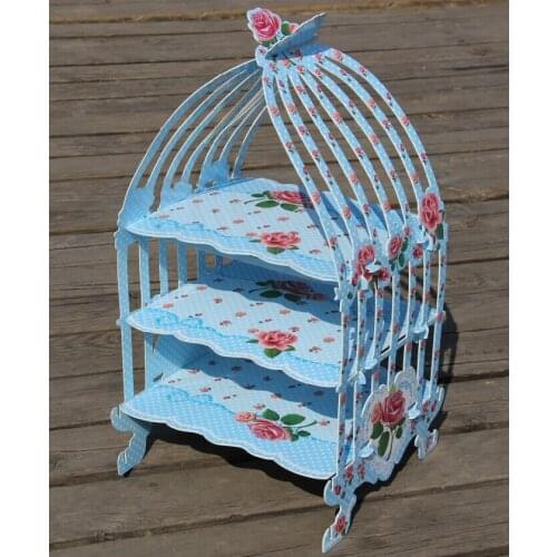 3Tier Cupcake Display Stand Vintage Flower Paper Craft Decor Cake Stand Wedding Party Card BoardCake Tools Birthday Party Decor