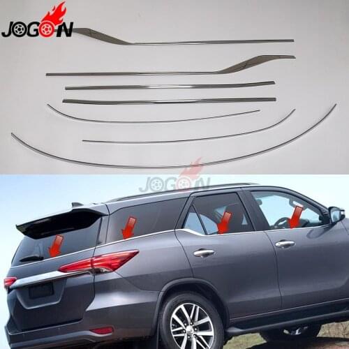 7pcs For Toyota Fortuner AN150 AN160 SW4 2016-2019 Car Side Door Under Bottom Window Molding Strip Cover Trim Stainless Steel