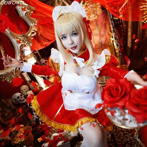 Anime! Fate/Grand Order FGO Nero Claudius Maid Dress Lovely Sexy Uniform Cosplay Costume Halloween Suit For Women Free Shipping