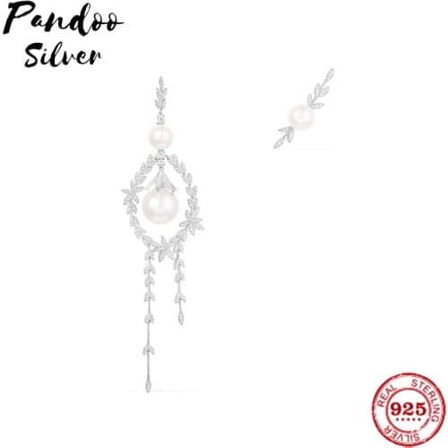 Fashion Charm Sterling Silver Original 1:1 Copy,Asymmetric Silver 'Eternelles' Bud Earrings With Pearl Jewelry Gift For Female