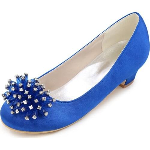 Slip on girls satin square kitten heel flower girl wedding dress shoes rounded toe prom party quinceanera heels beading brooch