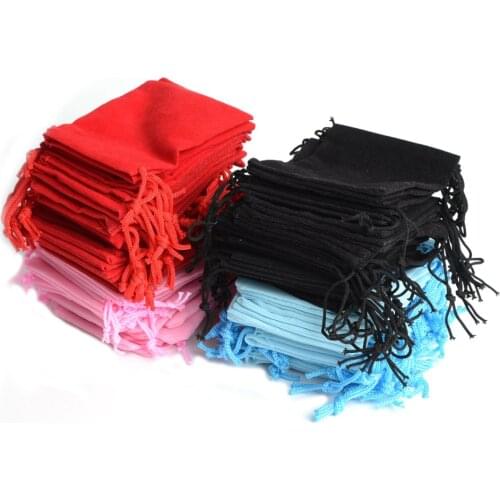 100Pcs Colorful 5x7cm Velvet Jewelry Bag Velvet pouch wedding birthday new year Christmas party Candy gift bag Gift packaging