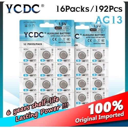 2020 New 1.5V 192Pcs AG13 AG 13 LR44 LR 44 Button Coin Batteries R44 SR1154 LR1154 303 357 1166A A76 D303 D357 D76A G13