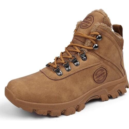 Warm Plush Ankle Bootie Men Winter Boots Male Walking Shoes Velvet Leather Outdoor Sneakers Waterproof Snow Shoes for Cold Day