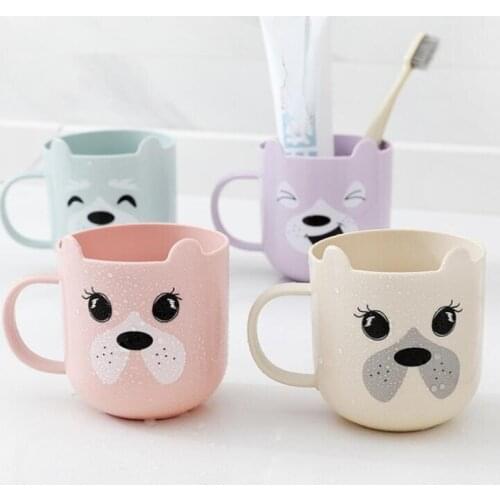 Childrens Mouthwash cups Cute bear Cartoon Expressions Creative Kids toothbrushing cups Lastic tooth Cylinder