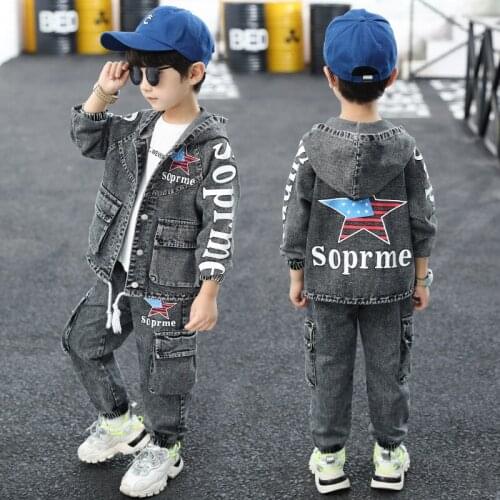 Jean Spring Summer Girls Clothing Suits Coat +Pants 2pcs/Set Kids Teenager Outwear Sport Cotton Formal High Quality