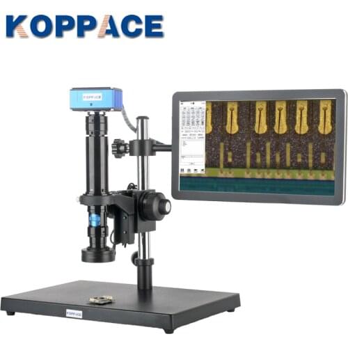 KOPPACE 30X-170X Electron Microscope HD Camera Take Pictures and Measure Continuous Zoom Lens 13.3 Inches Monitor