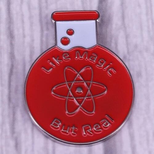 Like magic but real science enamel pin chemistry experimental flask brooch atom badge science teacher education gift