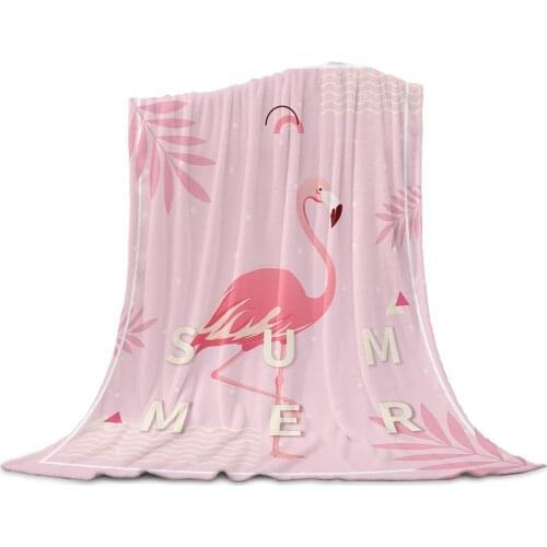 Flamingo Animal Tropical Birds Flannel Blanket for Sofa Microfiber Throw Bedspread Blanket Cover for Bed