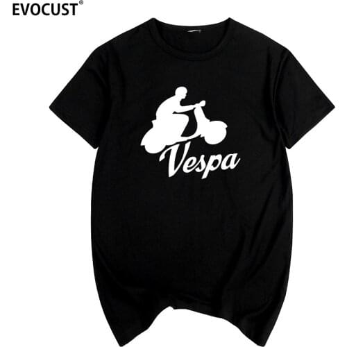 Vespa motorcycle scooter Vintage Classic Retro Summer print T-shirt Cotton Men T shirt New women TEE