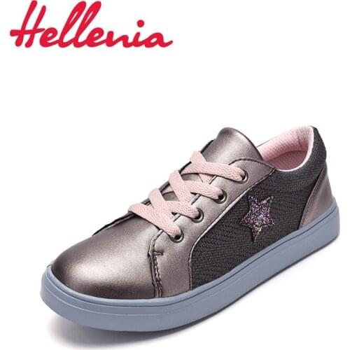 Hellenia 2019 Children Canvas Shoes Girls Sneakers Breathable Spring lace up Kids Casual Shoes Students zip grey pink size 31-35