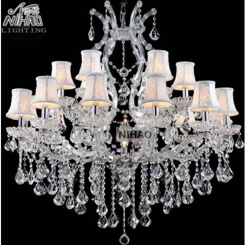 Foyer Maria Theresa Crystal Chandeliers of Living Silver Clear Modern Chandelier Lamp for Hotel 18 lights authentic chrystal