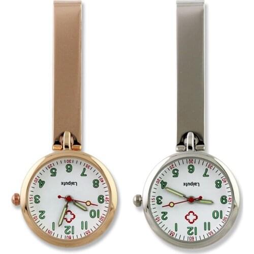 10pcs/lot Unisex alloy metal Luminous numbers clip nurse doctor pocket watches fashion ladies women men hospital medical watches