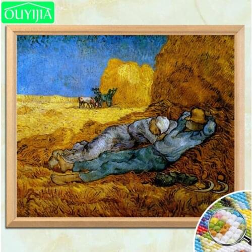 Van Gogh Famous Painting "La sieste" 5D DIY Diamond Painting Full Square Diamond Embroidery Rhinestones Mosaic Decor Picture