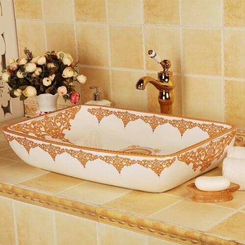 China Ceramic Art Basin Sinks Counter Top Wash Basin Bathroom Vessel Sinks Vanities hand washing sink increase rectangle