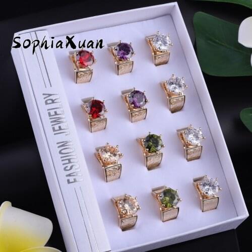 SophiaXuan New Design Hawaiian Rings Alloy Polynesian Plumeria Flowers Colorful Zircon Ring Couple Rings for Women 2021 Trendy